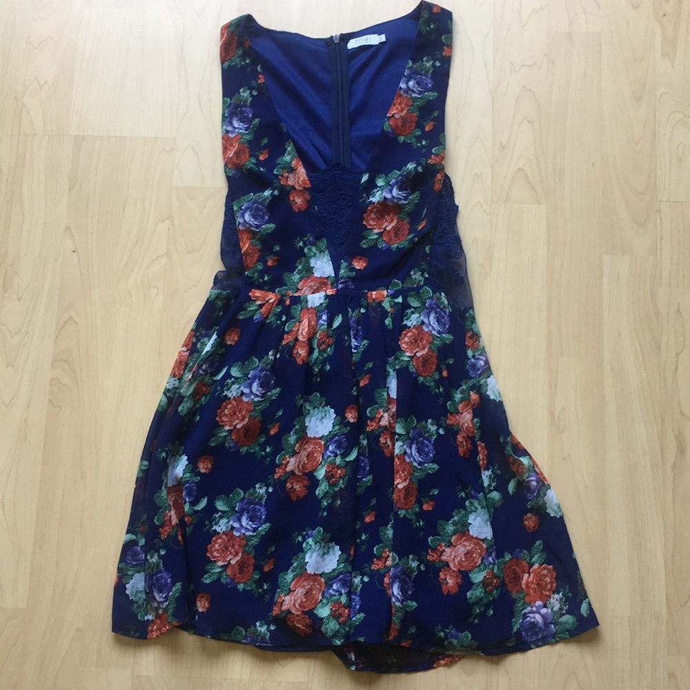 Navy Floral Babydoll Dress